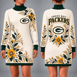 Green Bay Packers Floral Sweater Dress