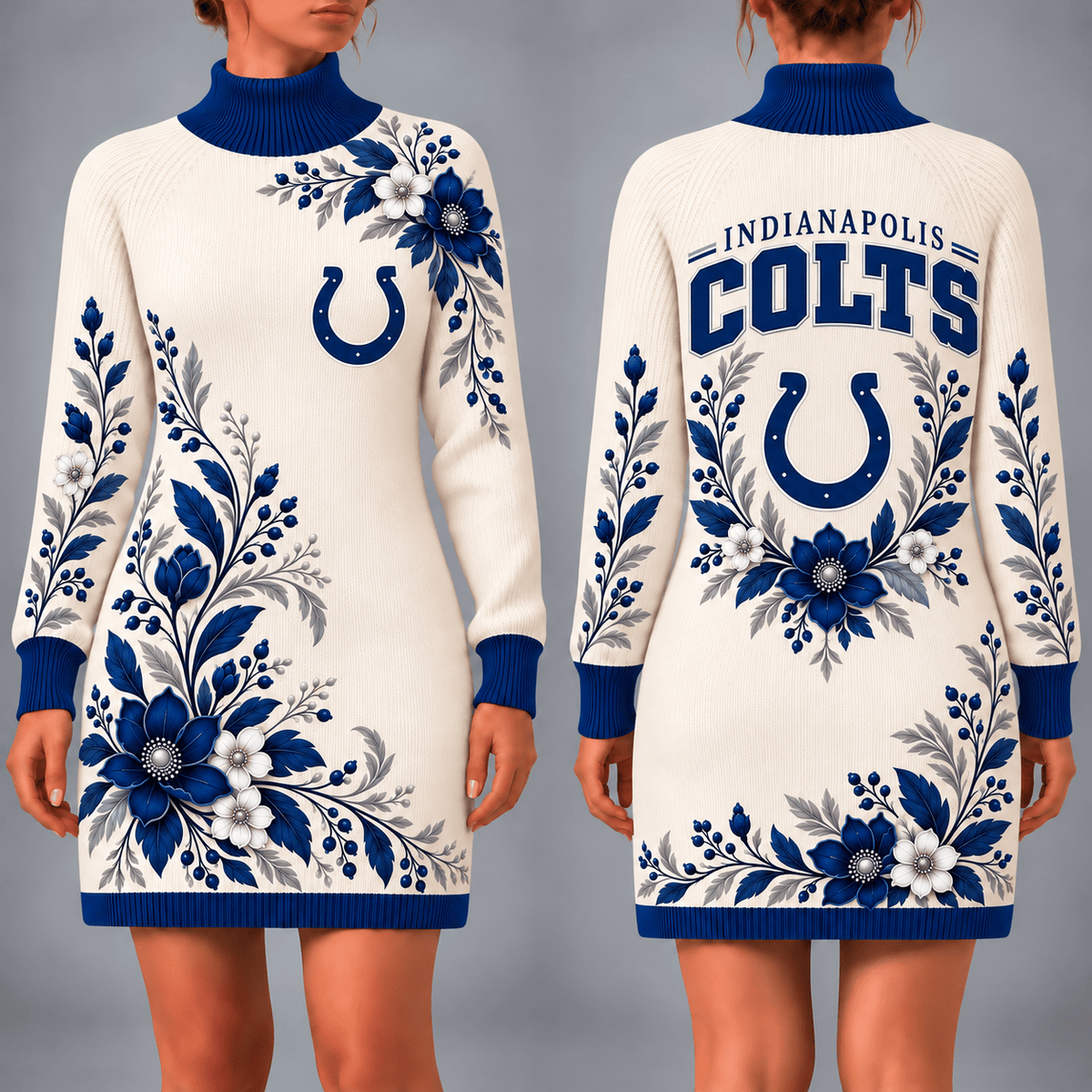 Indianapolis Colts Floral Sweater Dress