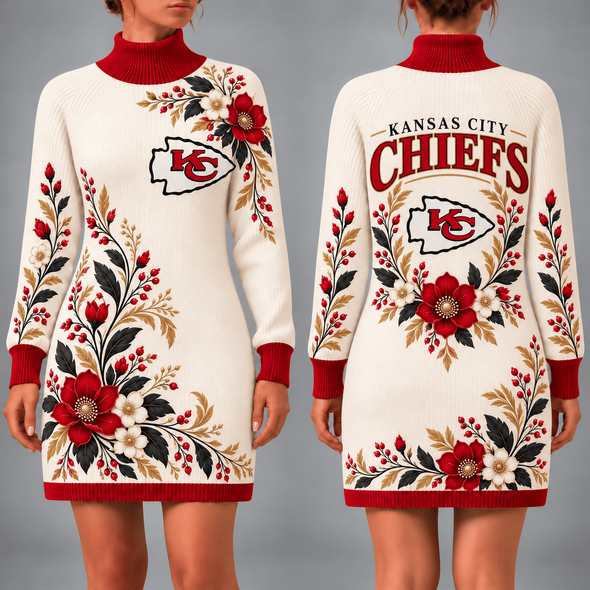 Kansas City Chiefs Floral Sweater Dress