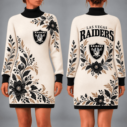 Las Vegas Raiders Floral Sweater Dress