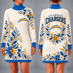 Los Angeles Chargers Floral Sweater Dress