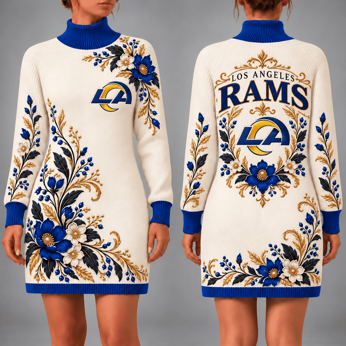 Los Angeles Rams Floral Sweater Dress