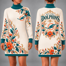 Miami Dolphins Floral Sweater Dress