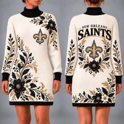 New Orleans Saints Floral Sweater Dress
