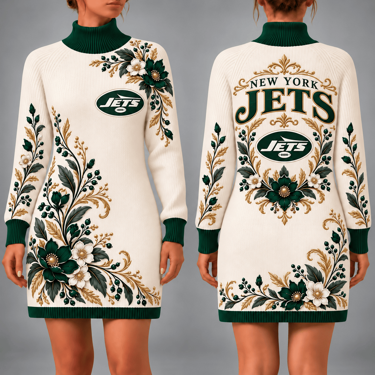 New York Jets Floral Sweater Dress