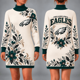 Philadelphia Eagles Floral Sweater Dress