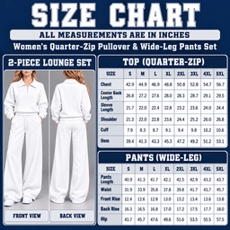 Quarter-Zip and Pants Size Chart