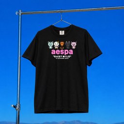 Aespa Merch 2026 BAPE X Aespa Baby Milo T-Shirt Black Kpop Gear Cute Gift For Fans