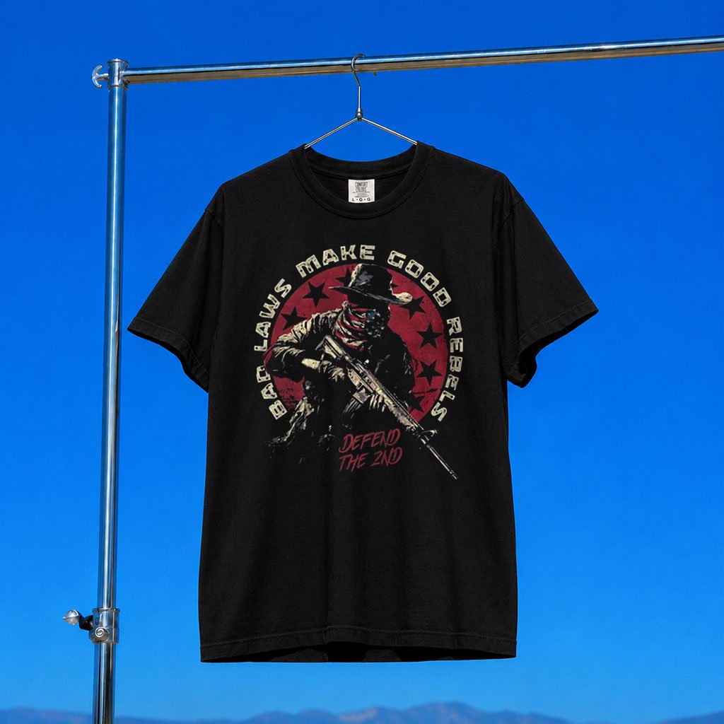 1 Nation Design Merch 2026 Bad Laws Good Rebels T-Shirt Defend The 2nd Shirt Patriotic Gifts
