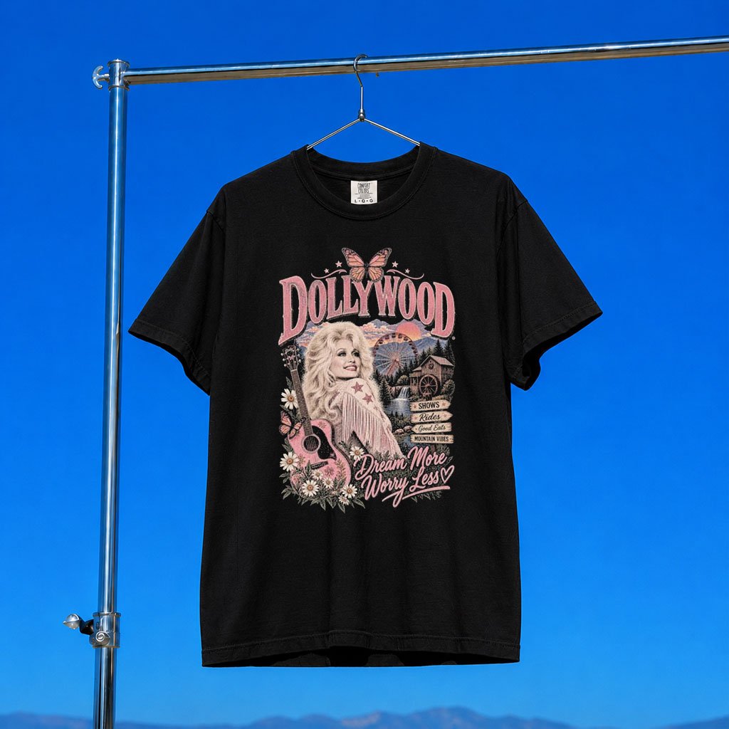 Dolly Parton Merch 2026 Dollywood Portrait T-Shirt Dolly Parton Music Theme Butterfly Shirt