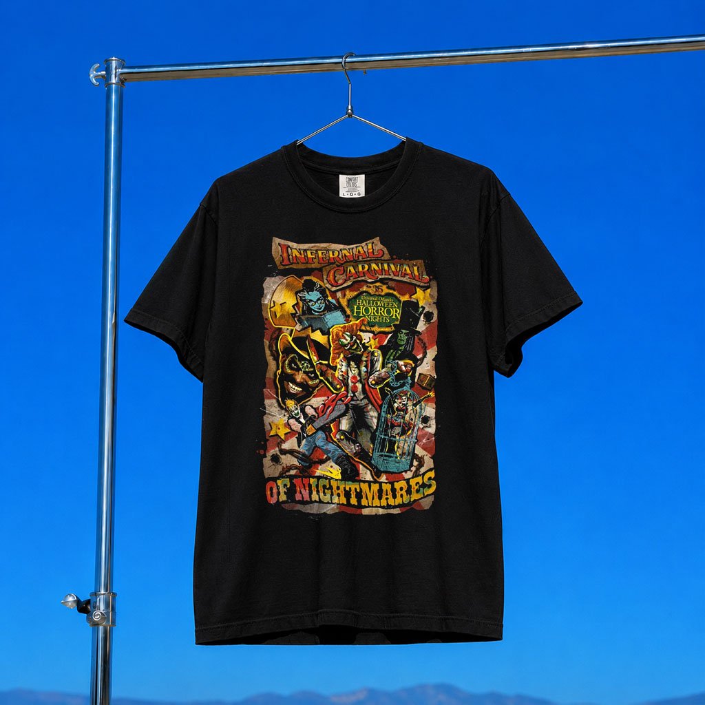 Halloween Horror Nights Merch 2026 Icons T-Shirt Infernal Carnival Of Nightmares Tee HHN Merch