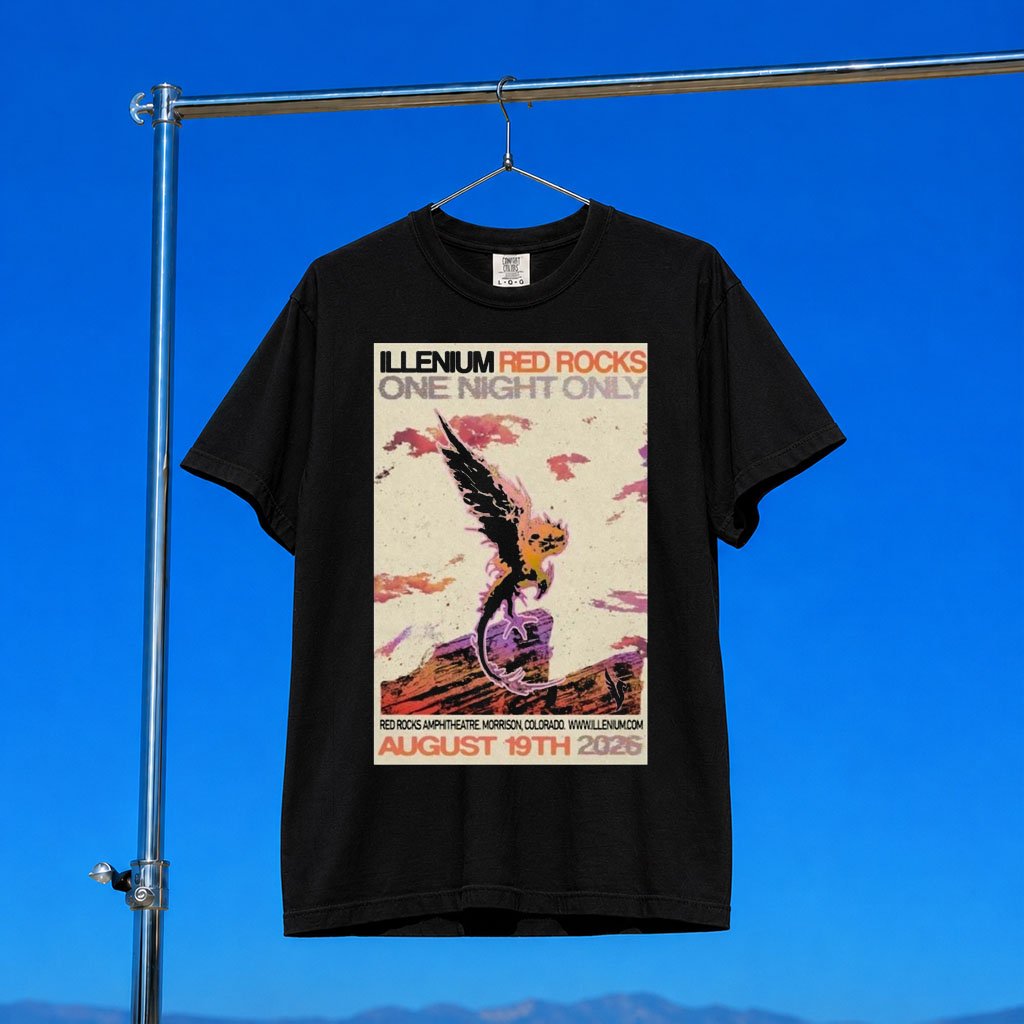 Illenium Merch 2026 Illenium Red Rocks Amphitheatre Morrison August 19 Event Poster T-Shirt