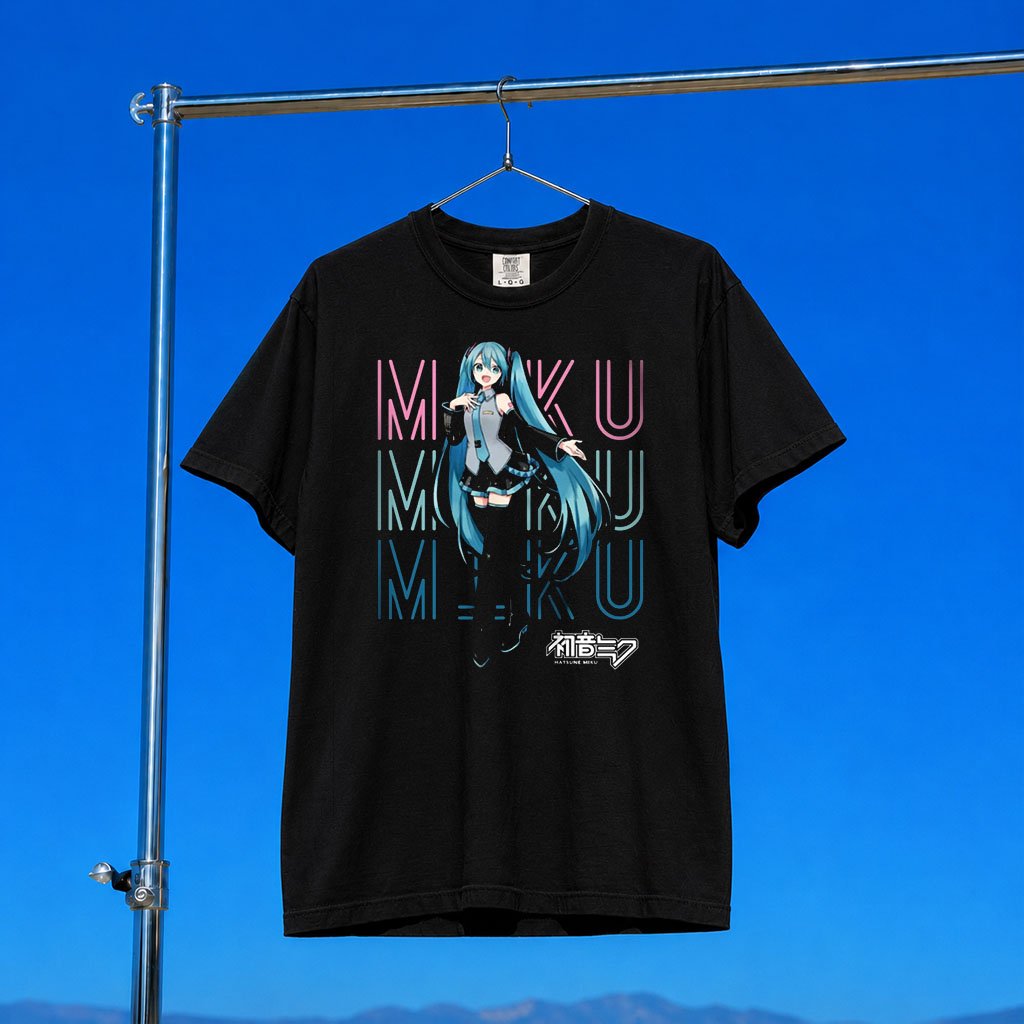Hatsune Miku Merch 2026 Hatsune Miku Neon Sign Black T-Shirt Anime Gift For Music Lovers