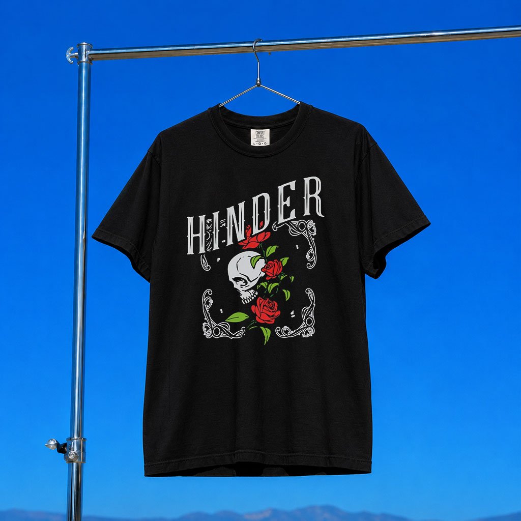 Hinder Music Merch 2026 Skull Rose T-Shirt Best Gift For Rock Band Fans