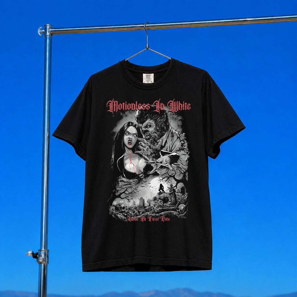 Motionless In White Merch 2026 Love At First Bite T-Shirt Black MIW Merch Gift For Music Lovers