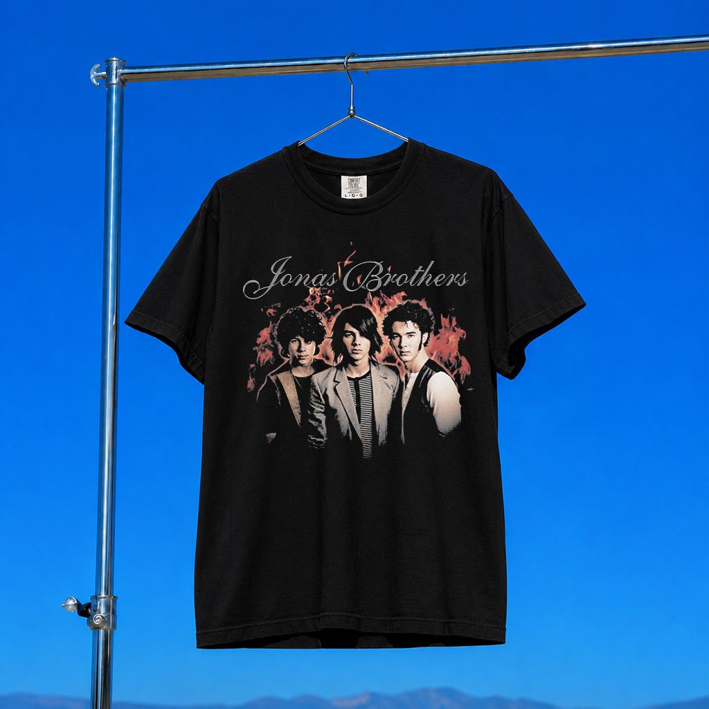 Jonas Brothers Merch 2026 Vintage Flames Portrait T-Shirt Best Gift For Band Lovers