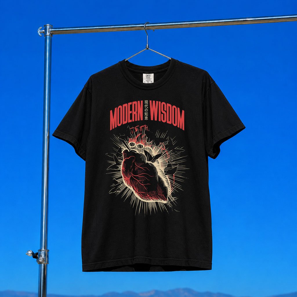 Modern Wisdom Merch 2026 MW Bursting Heart Black T-Shirt Unique Gift For Brothers