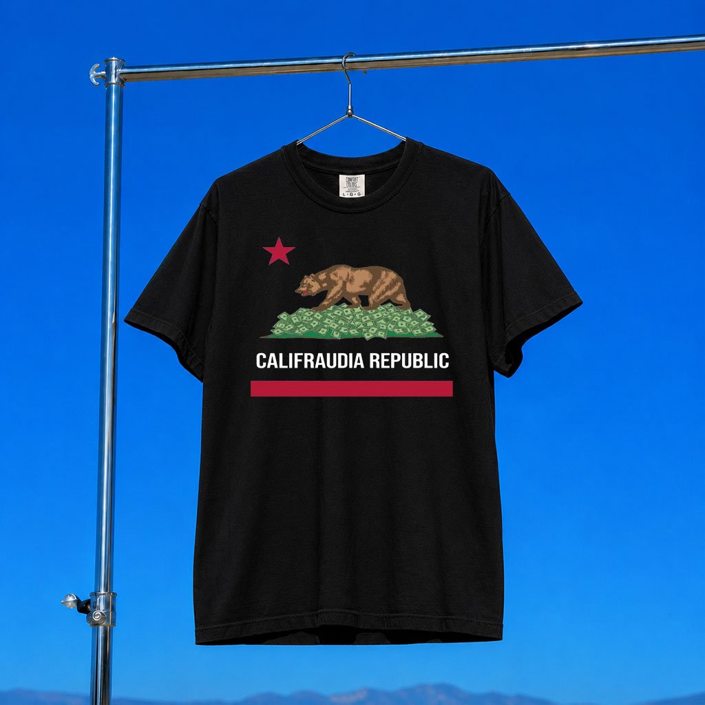 Nick Shirley Merch 2026 Califraudia Republic T-Shirt Black Parody Shirt Present For Brothers