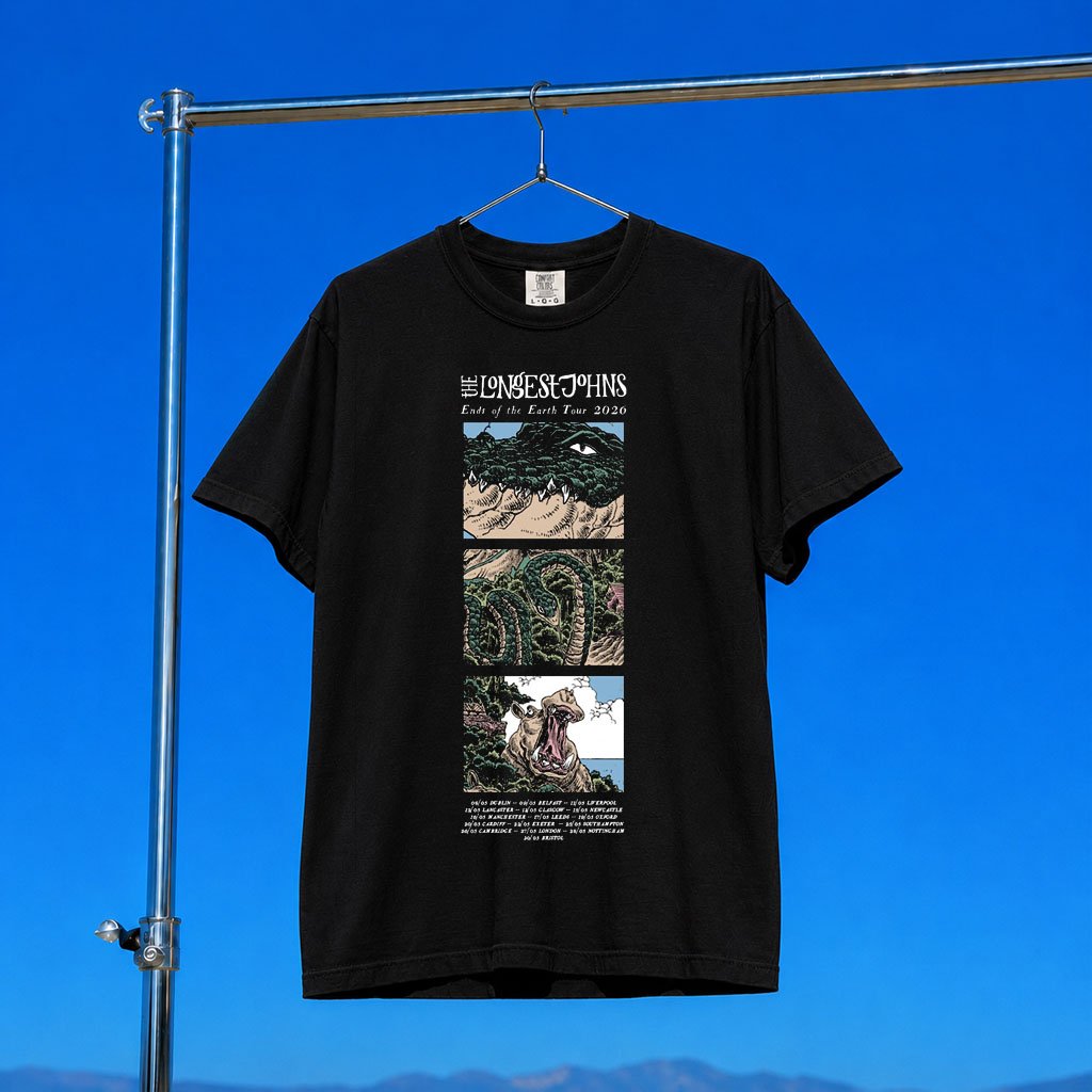 The Longest Johns Merch 2026 Ends Of The Earth UK Tour Black T-Shirt Best Gifts For Music Lovers