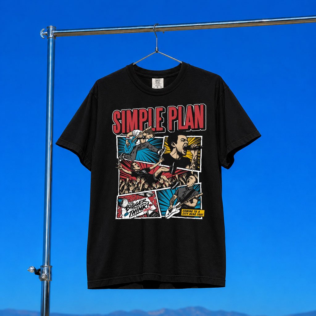 Simple Plan Merch 2026 Comic Book T-Shirt Bigger Than You Think Tour Merch Rock Fan Gifts