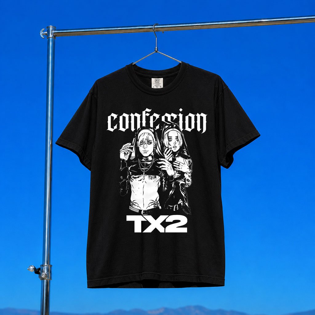 TX2 Merch 2026 Confession T-Shirt Black TX2 Shirt Gifts For People Who Like Music