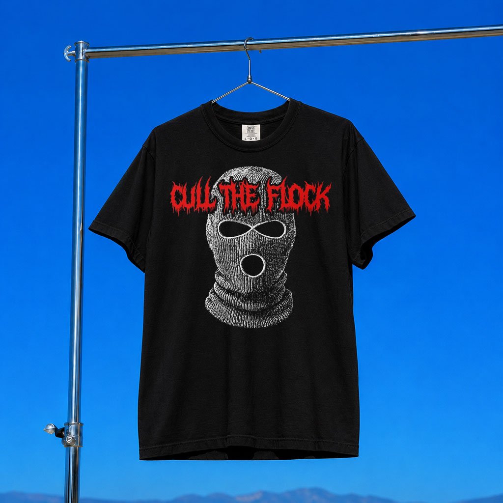 Tucker Carlson Merch 2026 Cull The Flock Metalhead T-Shirt Black Political Gift Ideas