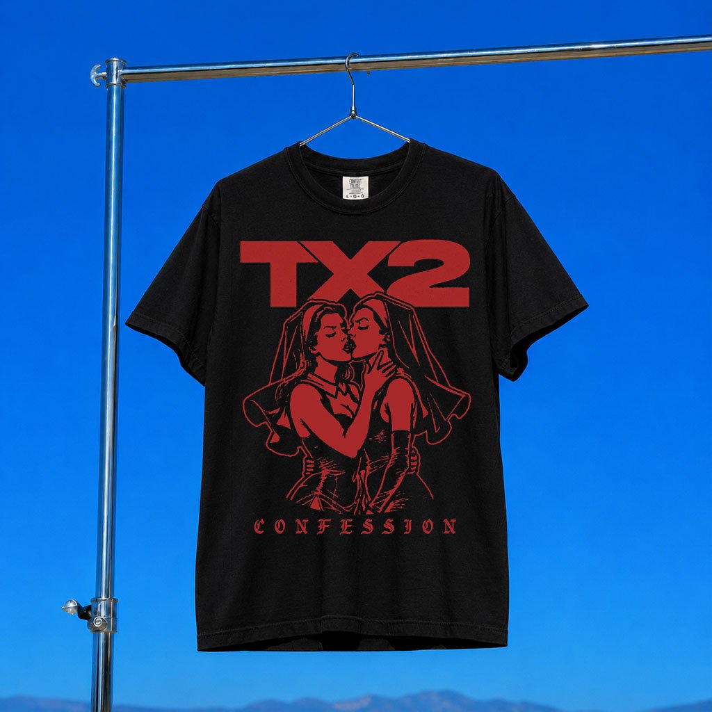 TX2 Merch 2 Nuns T-Shirt Black Confession Shirt Black 2026 Gift for Music Fans
