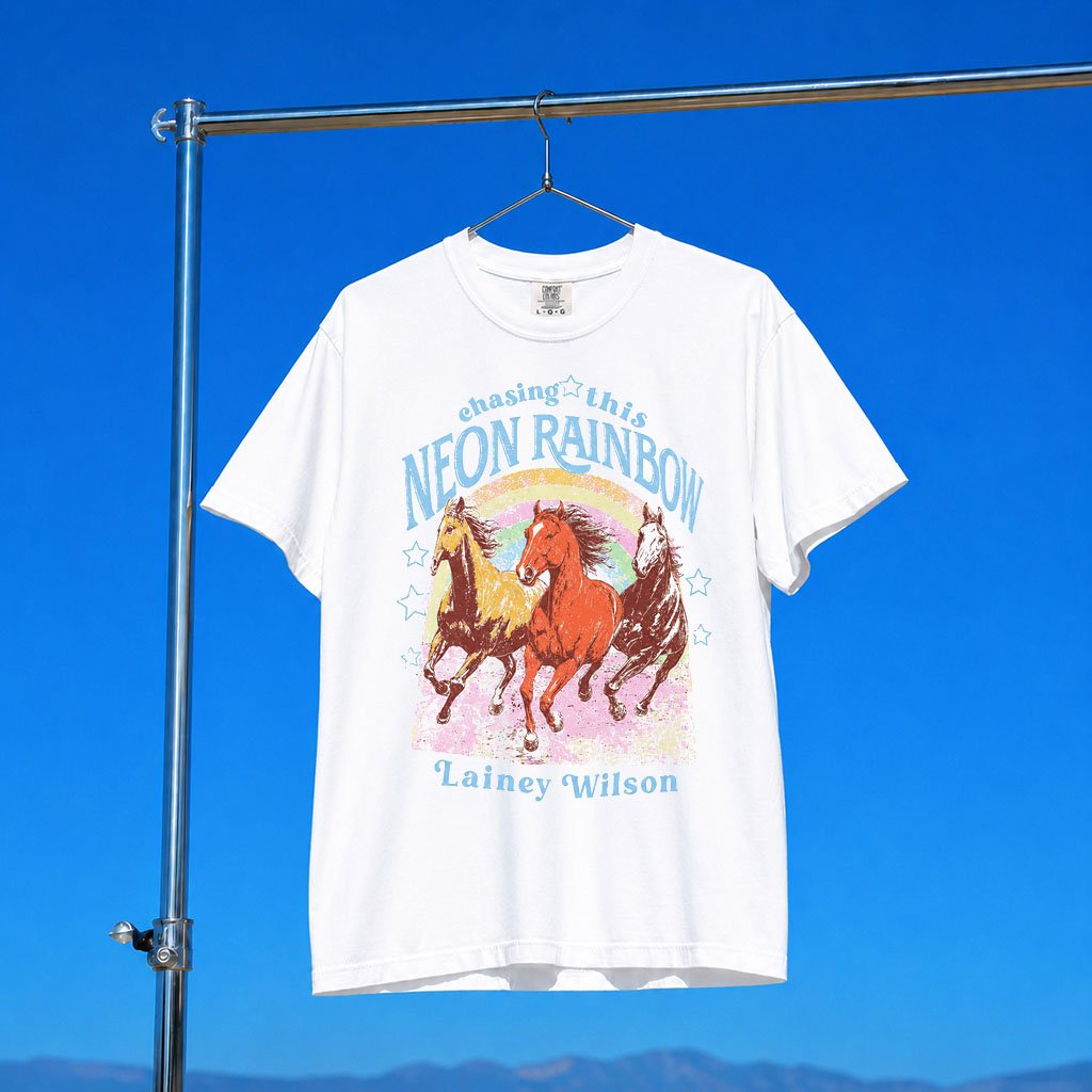 Lainey Wilson X Wrangler Merch 2026 Lainey Wilson X Wrangler Neon Rainbow T-Shirt Fan Apparel