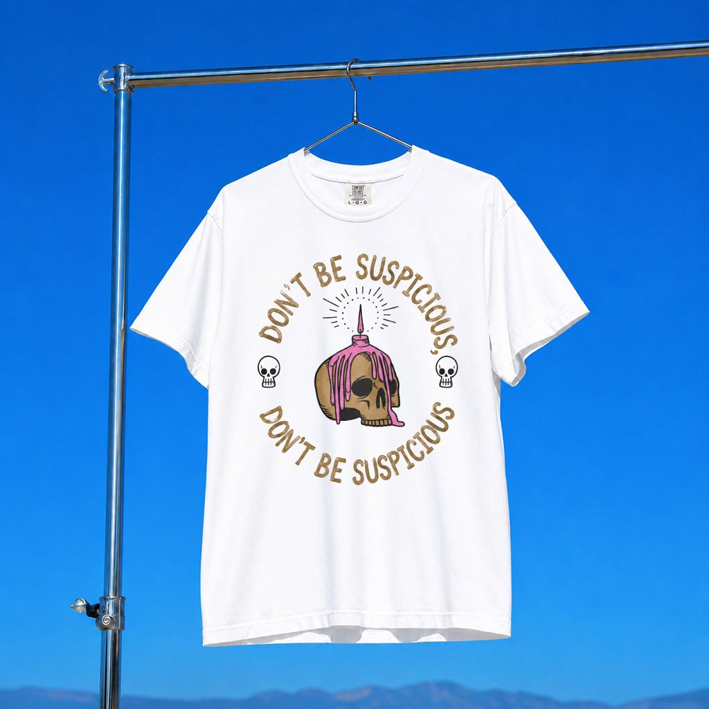 Morbid Podcast Merch 2026 Don_t Be Suspicious Skull Candle T-Shirt Spooky Gift Ideas