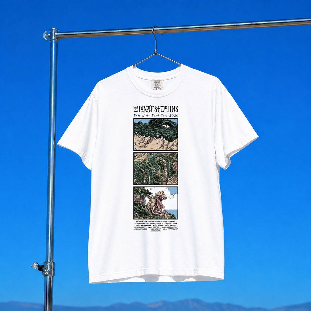 The Longest Johns Merch 2026 Ends Of The Earth UK Tour White T-Shirt Gift Ideas For Music Lovers