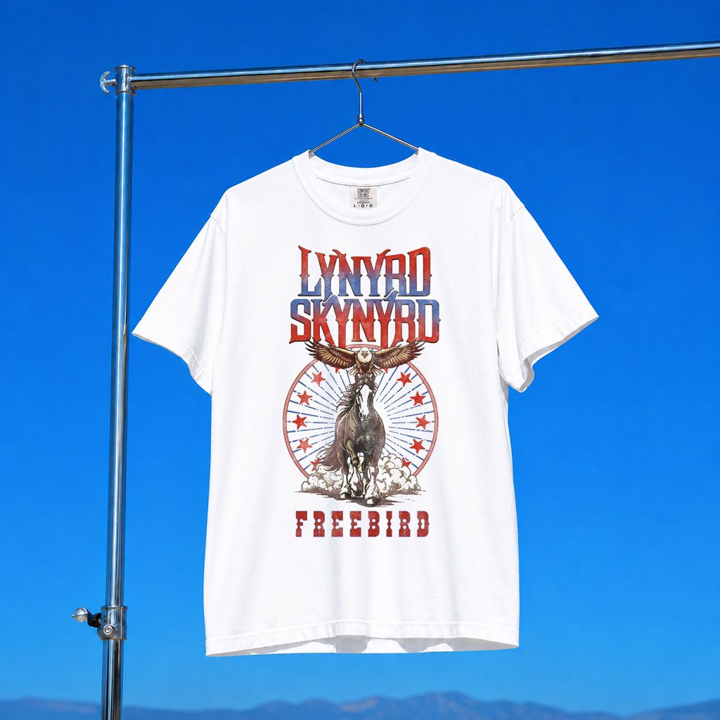 Lynyrd Skynyrd Merch 2026 Clydesdale Eagle White T-Shirt Freebird Shirt Gift For Rock Band Fans