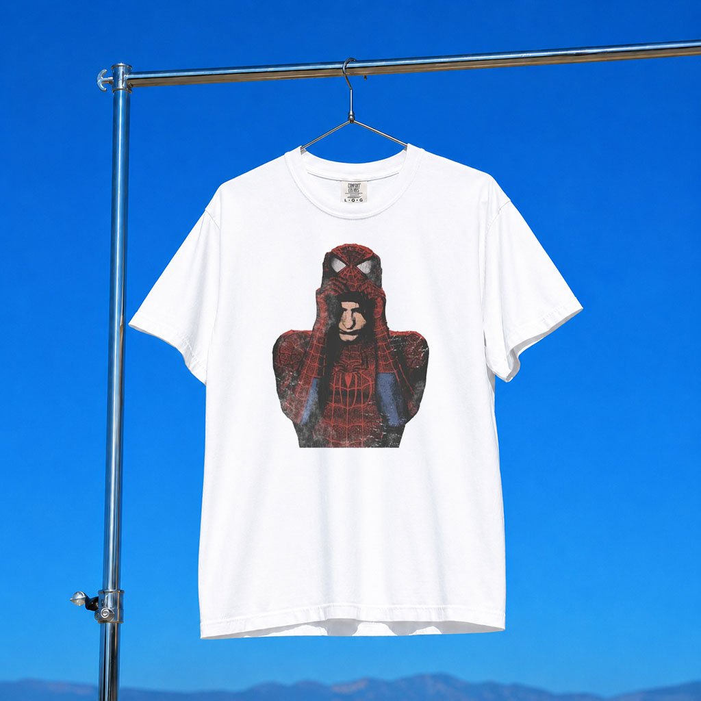 Younger You Merch 2026 Spider Man Mask On T-Shirt White Gift For Marvel Fans