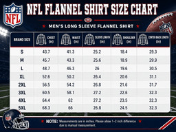 Los Angeles Rams | Premium NFL Classic Game Day Flannel Shirt TD size chart