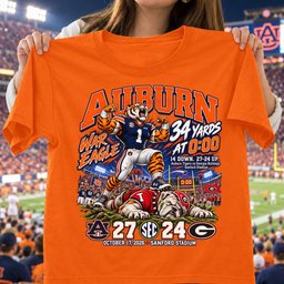 Auburn Tigers 34 Yards At 0:00 27-24 Game Day Shirt - Orange