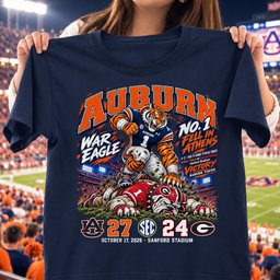 Auburn Tigers No. 1 Fell In Athens 27-24 Game Day Shirt - Navy