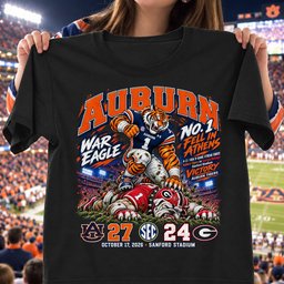 Auburn Tigers No. 1 Fell In Athens 27-24 Game Day Shirt - Black