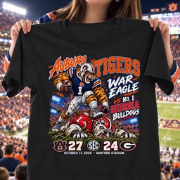 Auburn Tigers 27-24 Win Over Georgia Bulldogs Game Day Shirt - Black