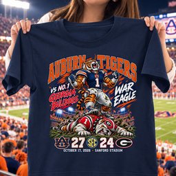 Auburn Tigers 27-24 Win Over Georgia Bulldogs Game Day Shirt - Navy