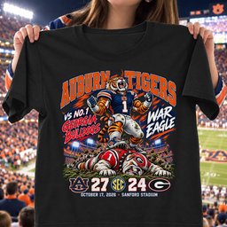 Auburn Tigers 27-24 Win Over Georgia Bulldogs Game Day Shirt - Black