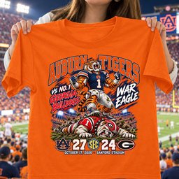 Auburn Tigers 27-24 Win Over Georgia Bulldogs Game Day Shirt - Orange