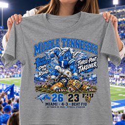 Middle Tennessee Blue Raiders Three point Takeover 26 23 Game Day Shirt - Sport Grey