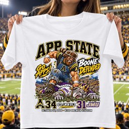 App State Mountaineers Boone Defended 34 31 Game Day Shirt - White