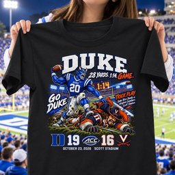 Duke Blue Devils 28 Yards. 1:14. Game. 19 16 Game Day Shirt - Black