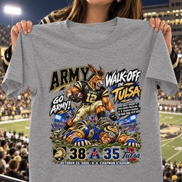 Army Black Knights Walk off In Tulsa 38 35 Game Day Shirt - Sport Grey