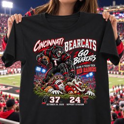 Cincinnati Bearcats 37 24 Win Over Texas Tech Red Raiders Game Day Shirt - Black