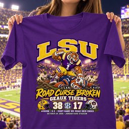 LSU Tigers Road Curse Broken 38 17 Game Day Shirt - Purple