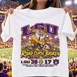 LSU Tigers Road Curse Broken 38 17 Game Day Shirt - White