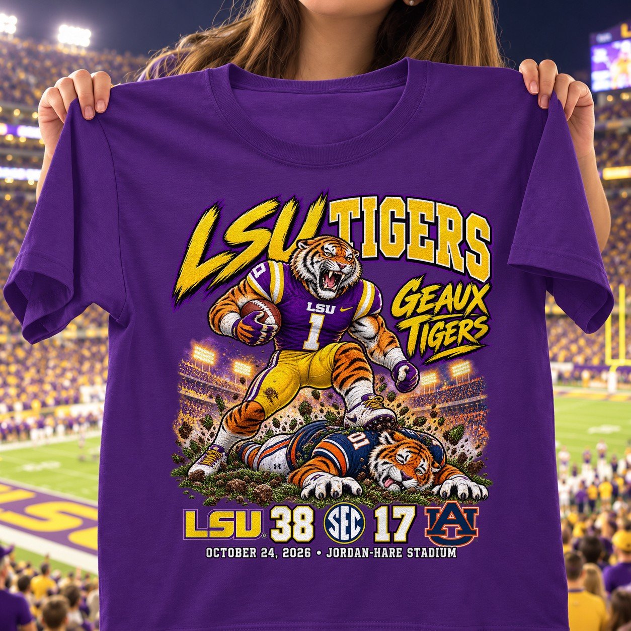 LSU Tigers 38 17 Win Over Auburn Tigers Game Day Shirt - Purple