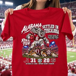 Alabama Crimson Tide Settled In Tuscaloosa 31 20 Game Day Shirt - Red