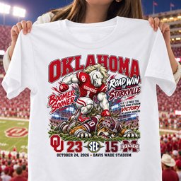 Oklahoma Sooners Road Win In Starkville 23 15 Game Day Shirt - White